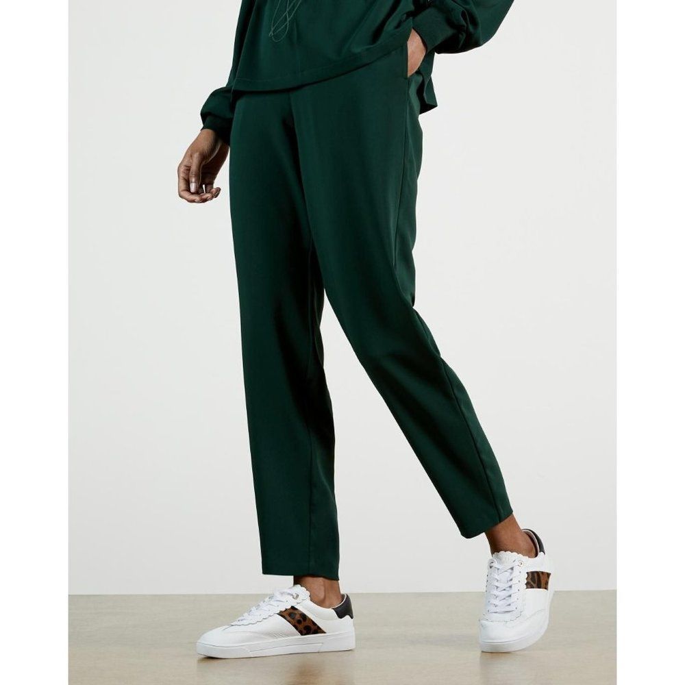 Ted Baker Aliadd Rib Detail Jogger Trouser Pants Green US 8-10 Career NWT